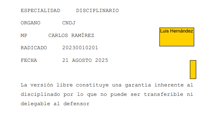 La versión libre en procesos disciplinarios: derecho exclusivo del investigado